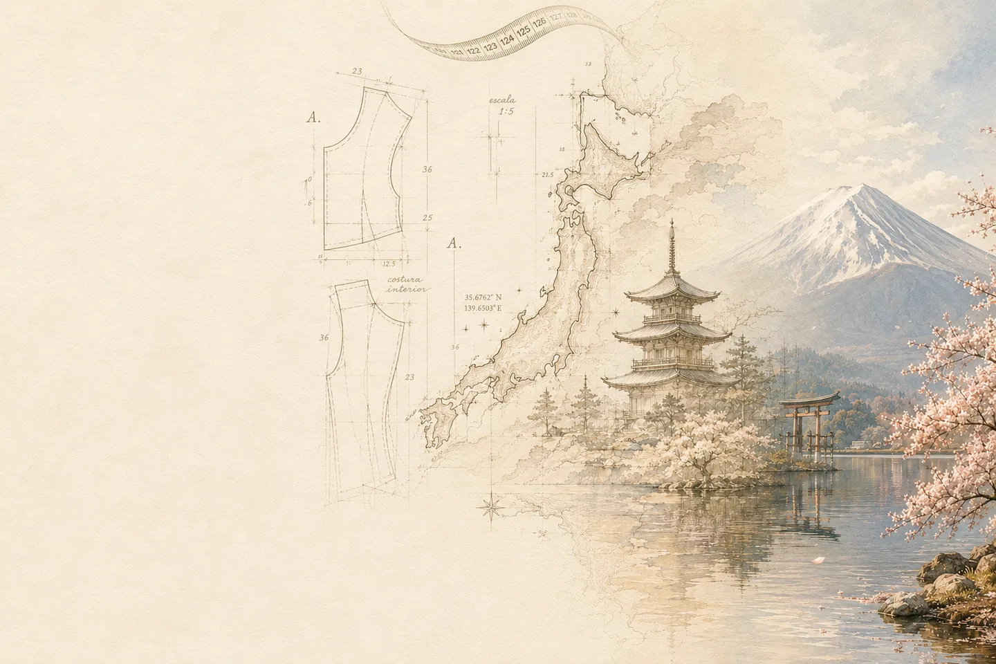 Pagoda japonesa frente al monte Fuji